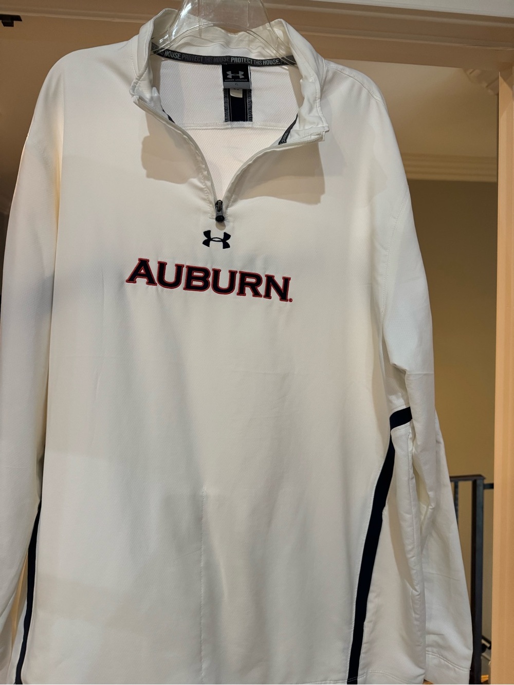 Under Armour White and Navy 1/4 Zip Pullover